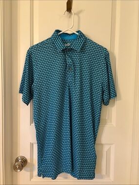Puma Teal Patterned Men's Polo Shirt